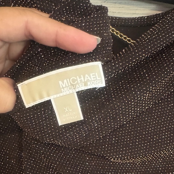 Michael Kors Shimmering Brown Long Sleeve Top - Picture 4 of 12